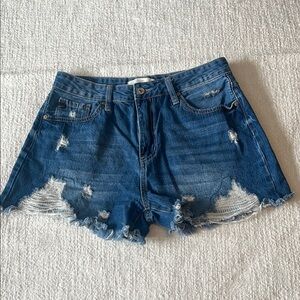 KanCan Blue Distressed Jean Shorts